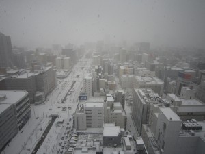 札幌テレビ塔の展望台から見た雪景色 北側