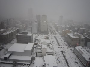 札幌テレビ塔の展望台から見た雪景色 南側