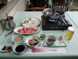 山形 蔵王温泉 ホテルルーセントタカミヤ 夕食の一例 米沢牛のしゃぶしゃぶ