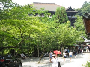 京都 清水寺 清水の舞台がある本堂を下から眺める
