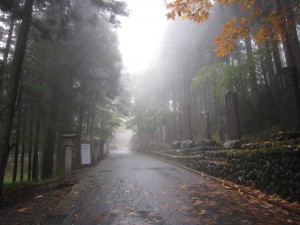 秩父 三峯神社 三つ柱鳥居から随身門までの道のり 霧がかかって幻想的です