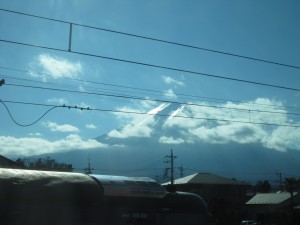 富士急行線 車窓から見える富士山 河口湖行きに乗って、進行方向左側に見えます