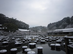 太宰府天満宮 菖蒲池 この日は大雪でした