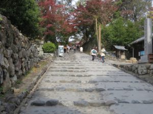 犬山城 天守閣への石段 すぐ右に針綱神社への入り口があります