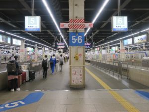 南海本線 なんば駅 5番線・6番線 南海本線で堺・岸和田・泉佐野・和歌山市方面と、空港線で関西空港方面に行く列車が発着します