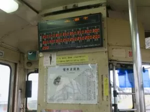万葉線 7070形 運賃表示器 六渡寺駅で撮影