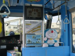 万葉線 MLRV1000形 ドラえもんトラム 運転台 越ノ潟駅で撮影