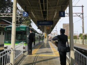 京阪石山坂本線 石山寺駅 ホーム びわ湖浜大津・坂本比叡山口方面に行く列車が発着します
