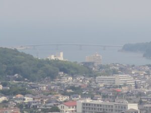 下関 海峡ゆめタワー 28階展望台からの景色 長州出島方向を撮影