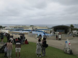 国営沖縄記念公園 海洋博公園 沖縄美ら海水族館 これからイルカショーが始まります