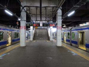 JR常磐線 水戸駅 5番線・6番線 主に常磐線で土浦・上野・東京・品川方面に行く列車と、水戸線で尾山方面に行く列車が発着します