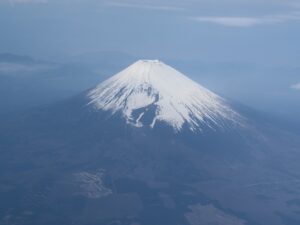飛行機から撮影した富士山
