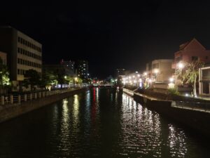 松江 カラコロ広場 夜に撮影