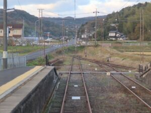 一畑電車北松江線 一畑口駅 ホーム 線路は行き止まりになっています