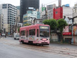 長崎電気軌道 1800形 思案橋電停付近にて