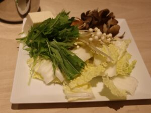 牛しゃぶしゃぶセット 野菜 ホテルルートインGrand秩父 食・呑み処 華蔵にて