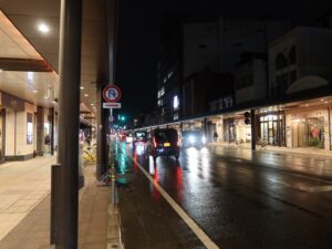 会津若松の繁華街 国道121号線 神明通り商店街 夜に撮影