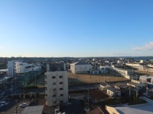 ホテルルートイン銚子駅西 部屋から見える景色 夕方に撮影