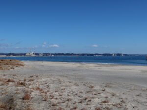 勿来海水浴場 砂浜 いわき方向を撮影