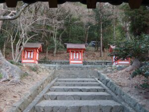 岡山 吉備津神社 三柱宮 左から順に春日宮 大神宮 八幡宮です