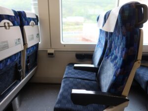 JR吾妻線 E257系 特急草津・四万 シート側面 長野原草津口駅にて