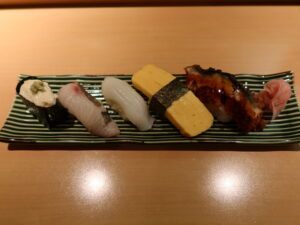 寿司 湯葉の軍艦巻き はまち やりいか 玉子 うなぎ 京都 美味酒肴 京すいしんにて