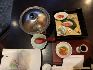 ホテルスパックス草津 夕食 全体 食前酒 先付け 前菜