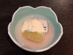 ホテルスパックス草津 夕食 蒸し物 野菜の真丈と冬瓜湯葉蒸し
