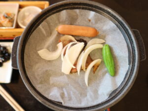 ホテルスパックス草津 朝食 陶板焼き