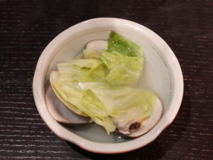 ホテルスパックス草津 夕食 蒸し物 蛤とキャベツの酒蒸し