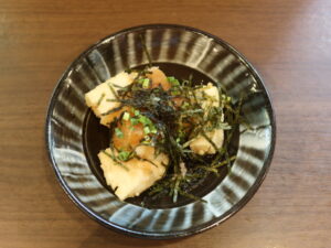 揚げ餅おろしポン酢 つくば温泉 喜楽里別邸にて