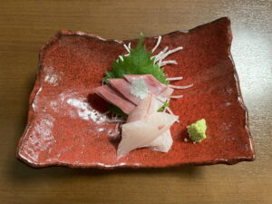 カンパチ刺し 青森まちなかおんせん 和風レストランふる河亭にて