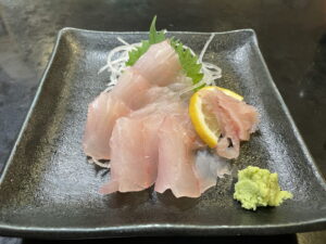 ヒラメ刺し 青森まちなかおんせん 和風レストランふる河亭にて